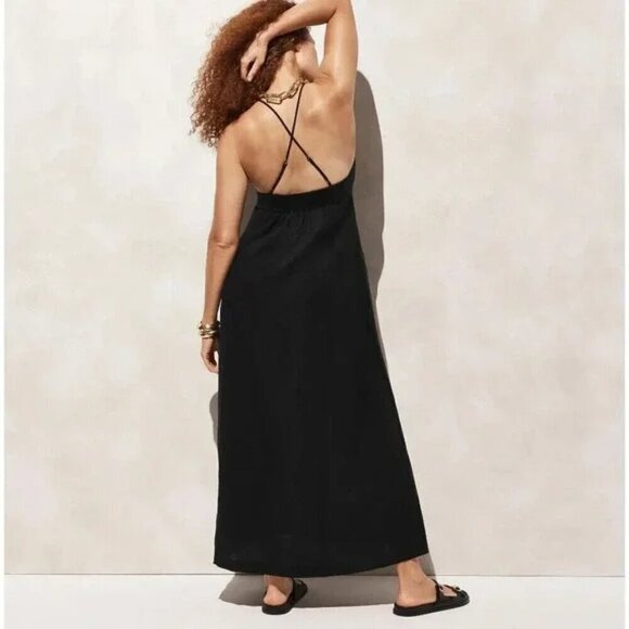 J. Crew Cross Back Beach Dress Linen Cotton Blend White Size L NWT - Picture 3 of 9